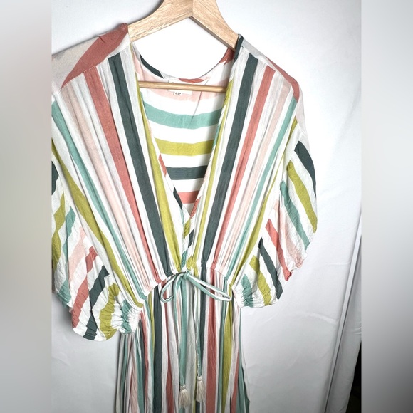 World Market Striped Multicolor Maxi Kaftan Dress L/XL - Picture 2 of 6